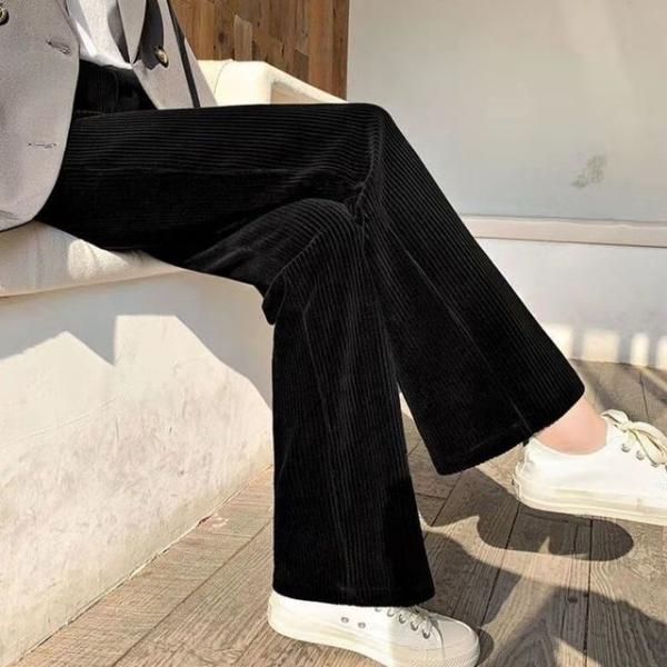 여성 코듀로이 와이드팬츠 와이드핏 기모 밴딩팬츠
