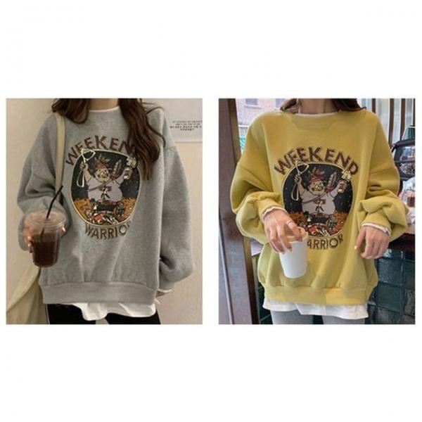 기모 레이어드 여성 여자 맨투맨 긴팔 프린팅 티셔츠