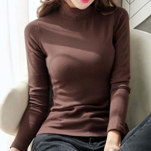 기모 슬림 하프 목폴라티 여성 터특넥 목티 베이직