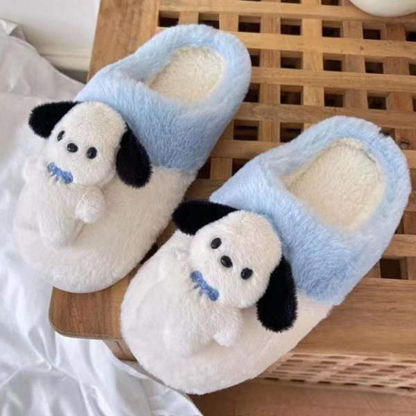 뽀삐털슬리퍼 실내화 강아지 사무실 학생 푹신 겨울