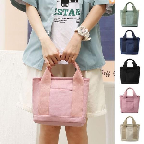 여성 가벼운 미니 에코백 멀티 수납 캔버스 토트백