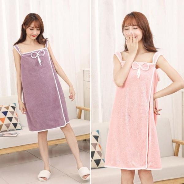 보들 극세사 리본 샤워가운 OLS025