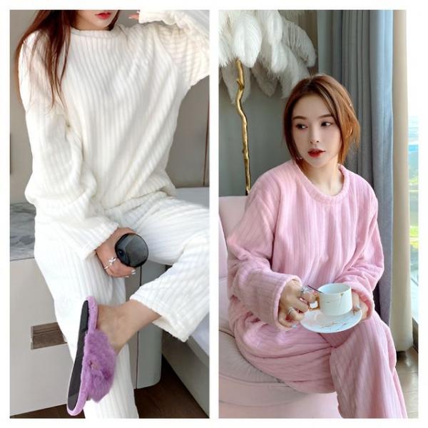 (별별창고)G 골지 극세사 잠옷 세트 겨울용 따뜻한