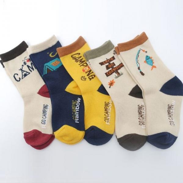 캠핑 디자인 5족 유아 양말 남아 데일리 긴목 선물용