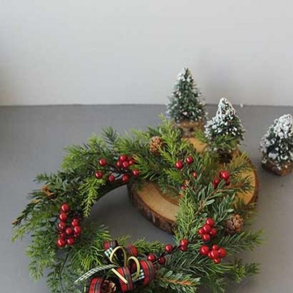 파인 레드열매 리스 조화 조화가렌더 크리스마스리스