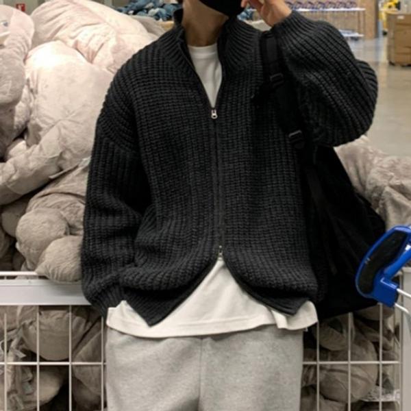 베이직 남성 간절기 아우터 니트 집업 자켓