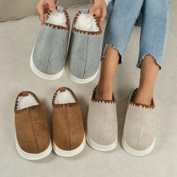 베이직심플슬리퍼 여성 겨울 털실내화 거실화 방한화