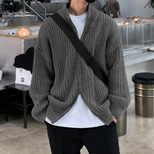 남성자켓 겨울 깔끔한 남성상의 투웨이 니트 집업