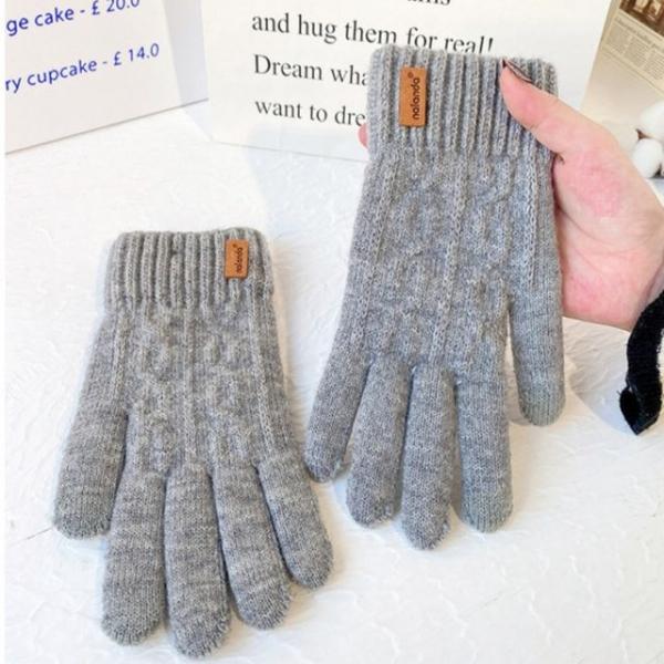 겨울 방한 꽈배기 니트 터치 장갑 도톰 기모 안감