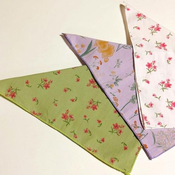 여성용 레트로 꽃무늬 순면 손수건 여친선물