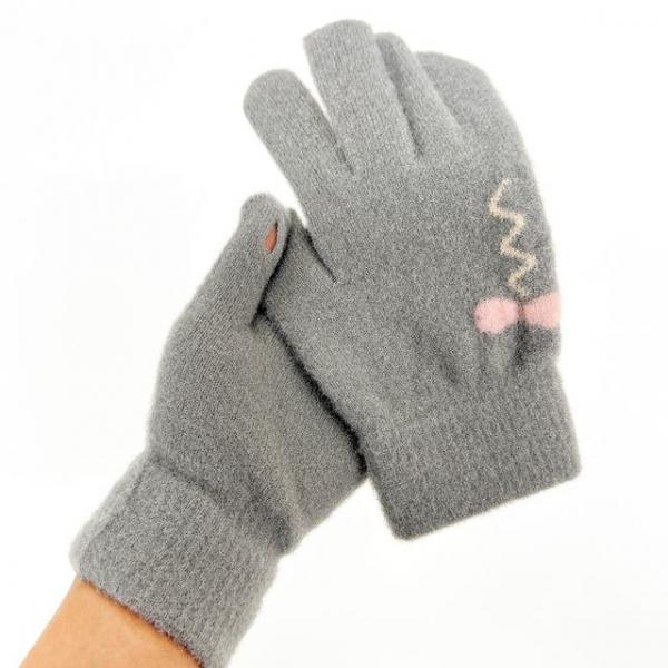 여자 귀여운 겨울 터치 장갑 니트 보온 핑거홀 털장갑