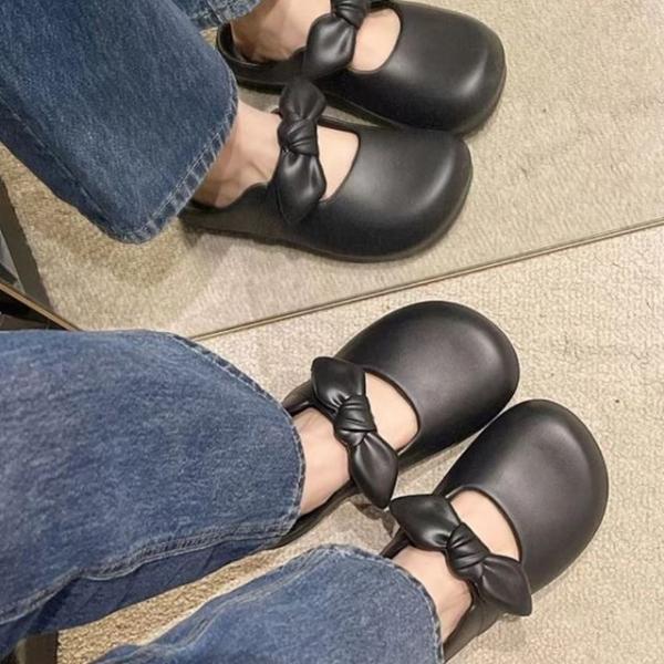 러블리 리본 포인트 둥근코 여성 데일리 슬리퍼