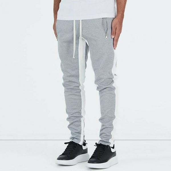 남성 2컬러 배색 라인 밴딩 밑단 지퍼 조거팬츠