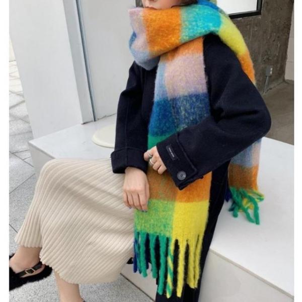 7색 1개 체크 빅목도리 롱머플러 겨울머플러 오버사이