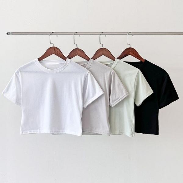 여자무지크롭반팔티셔츠