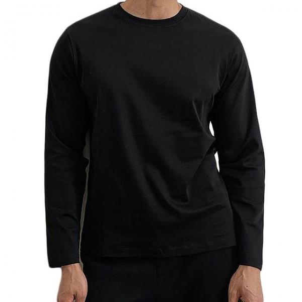 남자 데일리 겨울 무지 라운드 티셔츠 약기모 긴팔티