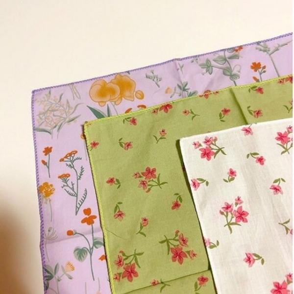 레트로 꽃무늬 순면 여성 손수건