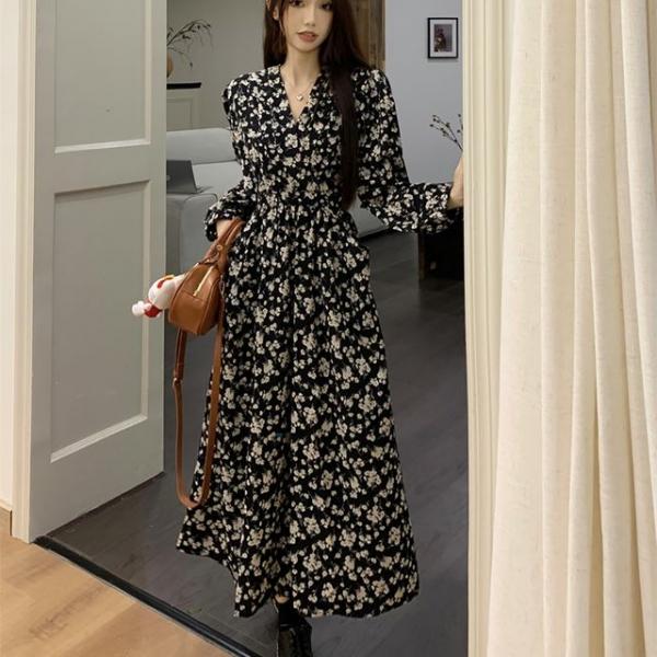 여성 플라워 여리여리 랩 롱원피스