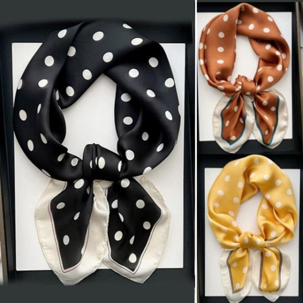 여자 도트 땡땡이 패턴 부드러운 실키 쁘띠 스카프