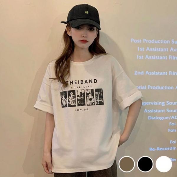 레터링 프린팅 반팔 여성 티셔츠