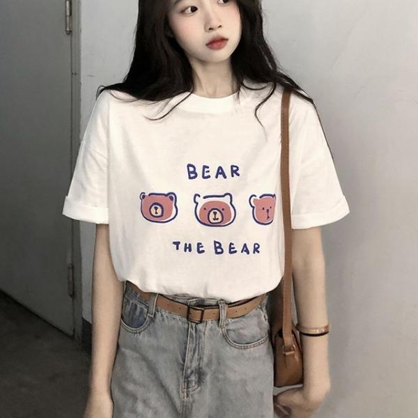 영문 프린팅 여성 반팔 티셔츠