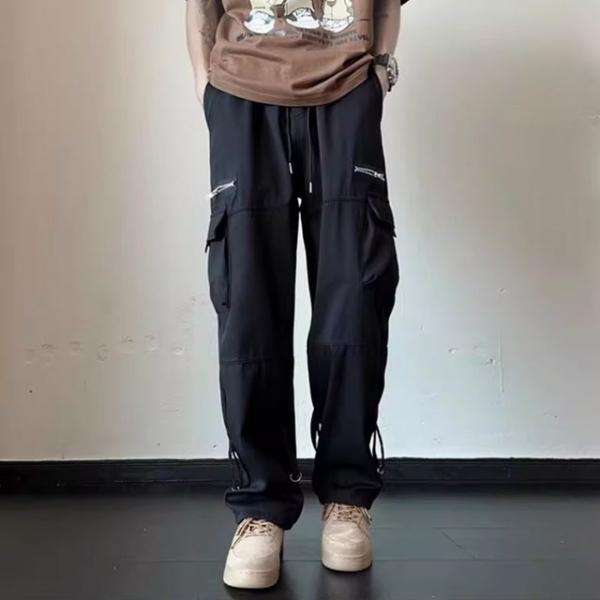 지퍼 카고 남성 와이드 바지