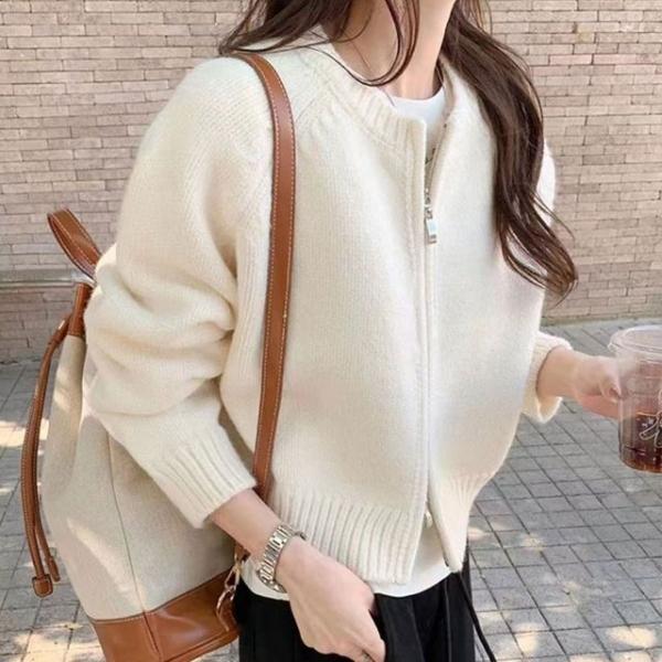 여성 투웨이 캐주얼 집업 니트 점퍼 간절기 아우터