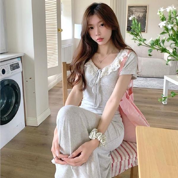 레이스 카라 여성 롱 원피스