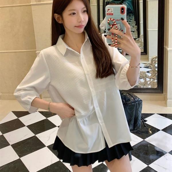 루즈핏 언발 여성 블라우스