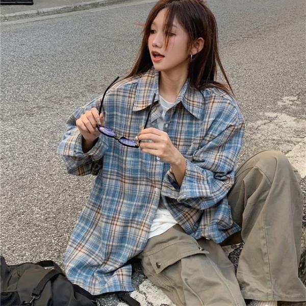 체크 카라 여성 셔츠