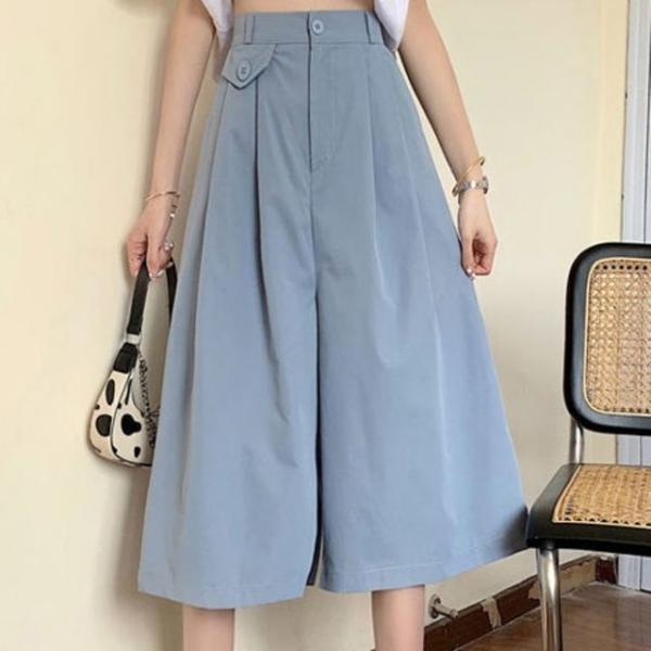 여성 얇은 7부 하체 커버 와이드핏 치마 바지