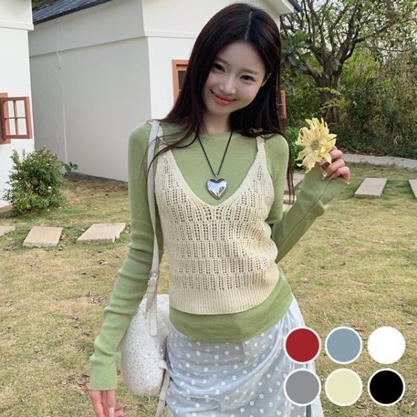 크롭 여성 니트 조끼