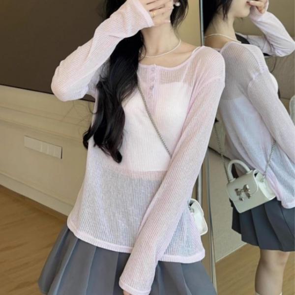 루즈핏 여리 여성 시스루 티셔츠