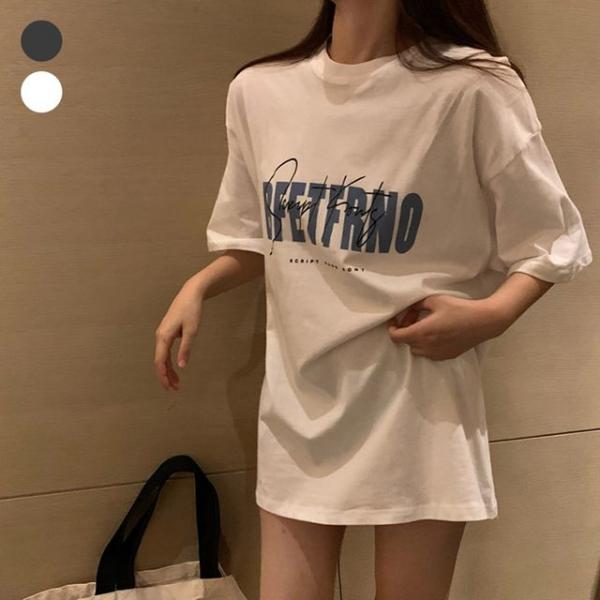 레터링 여성 오버 스타일 반팔티