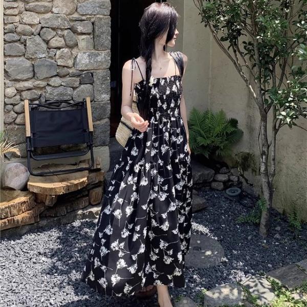 플라워 끈나시 여성 밴딩 원피스