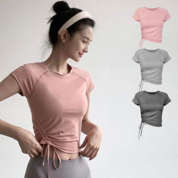 운동복 반팔 옆셔링 여성 포인트 티셔츠