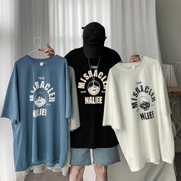 남성 캐주얼 여름 깔끔한 라운드넥 여유핏 반팔티셔츠