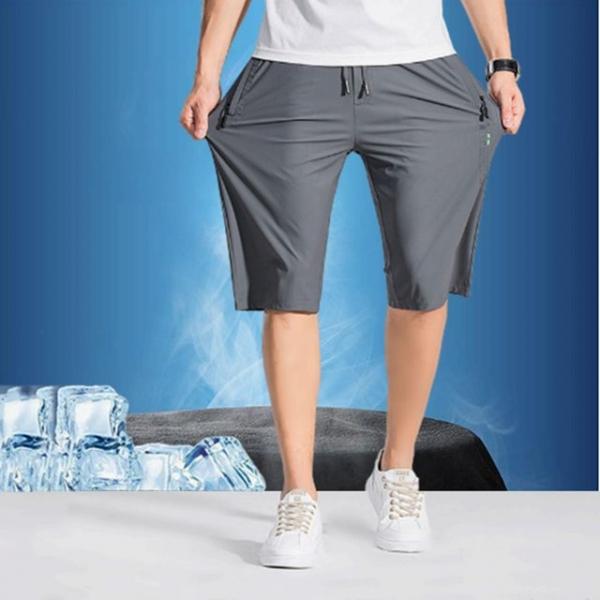 고탄력 지퍼 스판 7부 아이스 운동 등산 팬츠 반바지