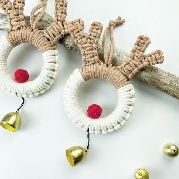 크리스마스 루돌프 도어벨 마크라메 DIY