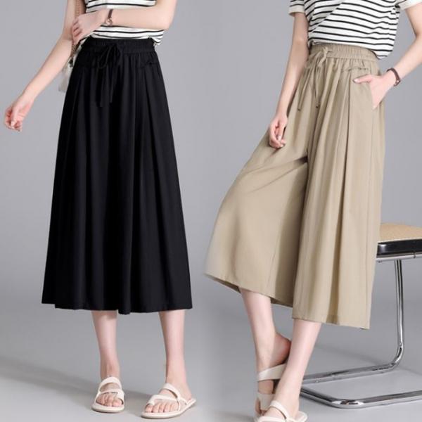 여자 여름 편한 와이드 롱 치마바지 밴딩팬츠 통바지