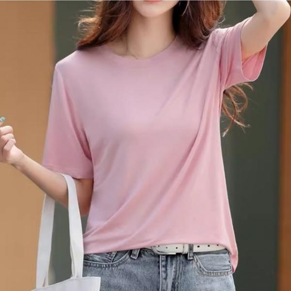 여성 텐셜 스판 쿨링 시원한 빅사이즈 라운드반팔티