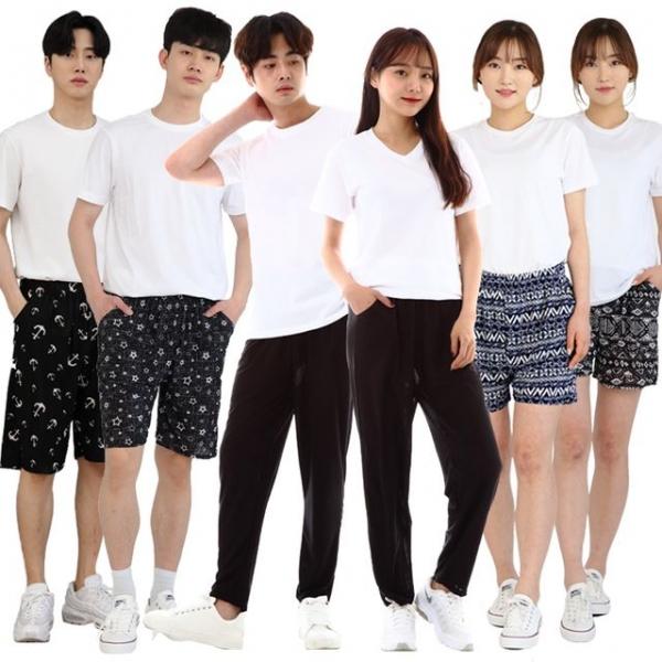 여름 남성 여성 쿨바지 빅사이즈 밴딩 작업복 홈웨어