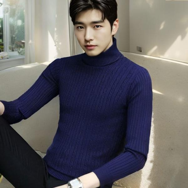 남자 목폴라 터틀넥 니트 꽈배기 케이블 정장니트