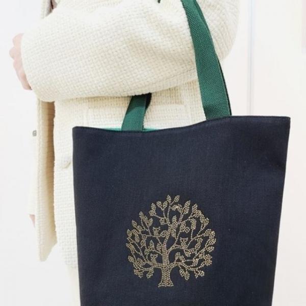 (쓰리몰) 황금 돈꽃나무 손가방 고급 에코백 보조가방