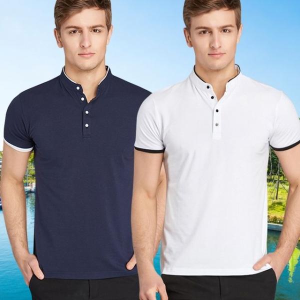 남자 차이나넥 카라 티셔츠 골프 반팔 PK 무지티