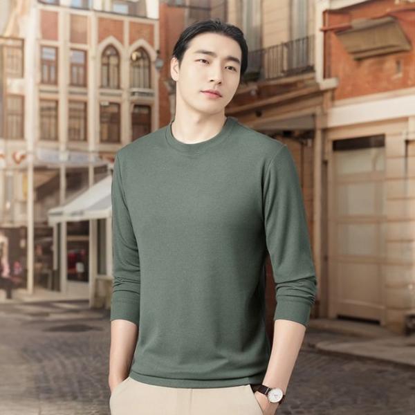 남자 무지티 두꺼운 베이직 와플 긴팔 티셔츠 정장티
