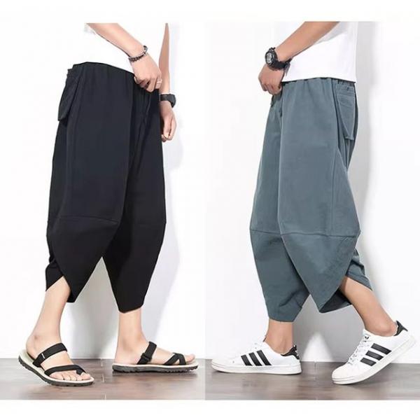 남성 여름 린넨 하렘팬츠 1P 캐주얼 밴딩 얇은 바지