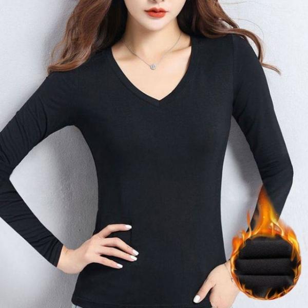 겨울 스판 기모티셔츠 브이넥 V넥 긴팔티 이너티