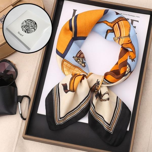 [케이스셀프포장] 70x70 스카프   헤링본 실크 패션소품 봄 가을 겨울 선물박스 케이스