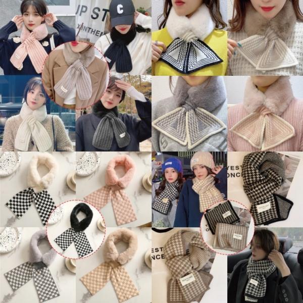 남녀공용 목도리 모음전   쁘띠목도리 겨울 퍼 토끼털 쁘띠 니트 하운드투스 방한 발열 체크 캐시라이크